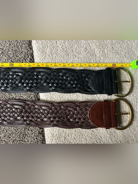 Tarnish (2) Wide Braided Leather Belts Black and Brown - L